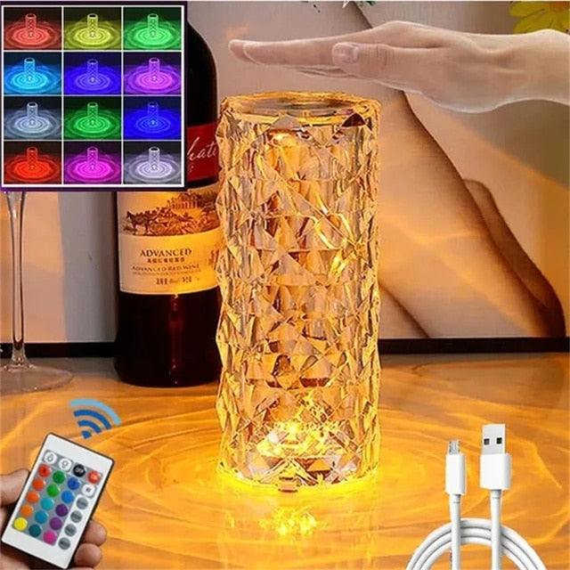 3 or 16 Colors LED Crystal Table Lamp