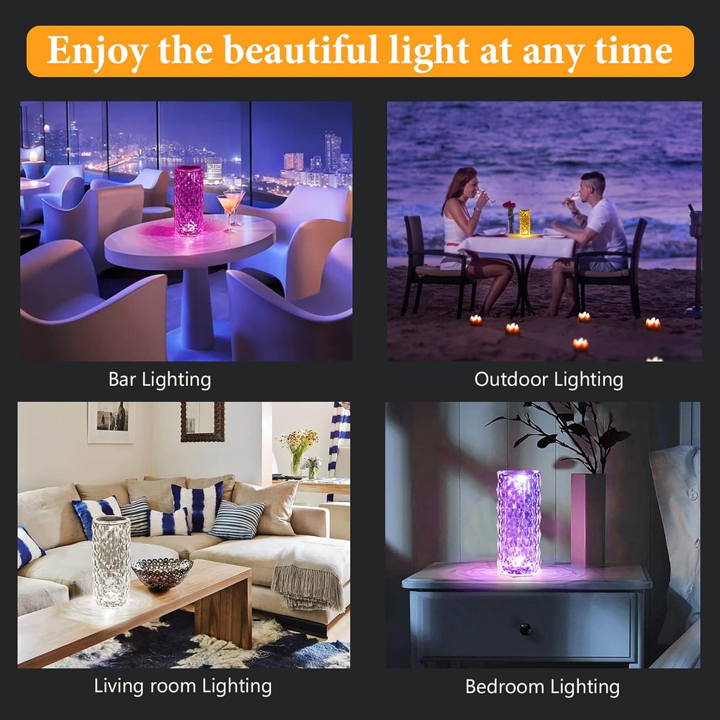 3 or 16 Colors LED Crystal Table Lamp