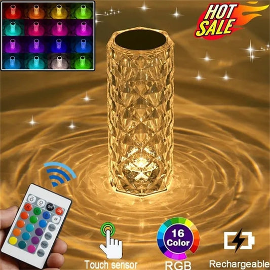 3 or 16 Colors LED Crystal Table Lamp