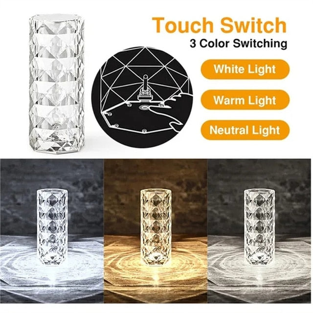 3 or 16 Colors LED Crystal Table Lamp